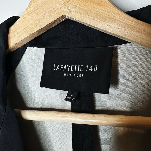 Lafayette 148 New York RARE Black White Raincoat Large Jacket Pockets Abstract - Picture 7 of 12